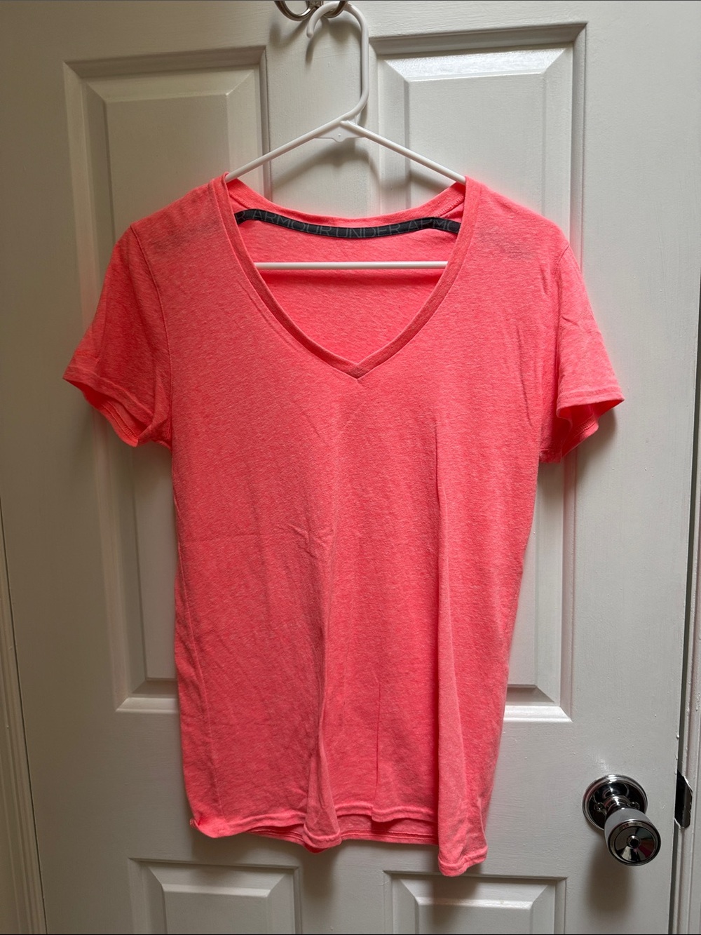 Women’s Under Armour Coral Pink V-Neck Short Sleeve Tee